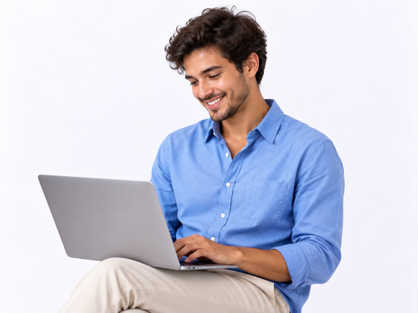Profissional de marketing usando o Nuclyoo no notebook