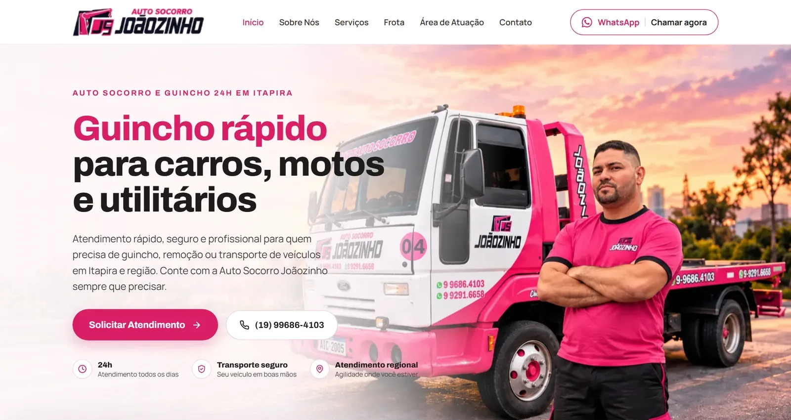 Site do Auto Socorro Joãozinho no computador